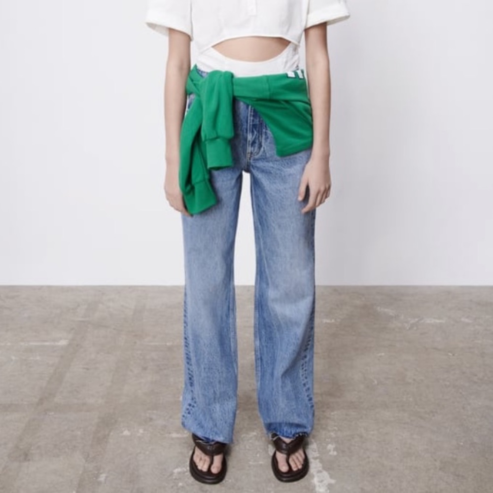 ZARA WIDE LEG FULL LENGTH JEANS
